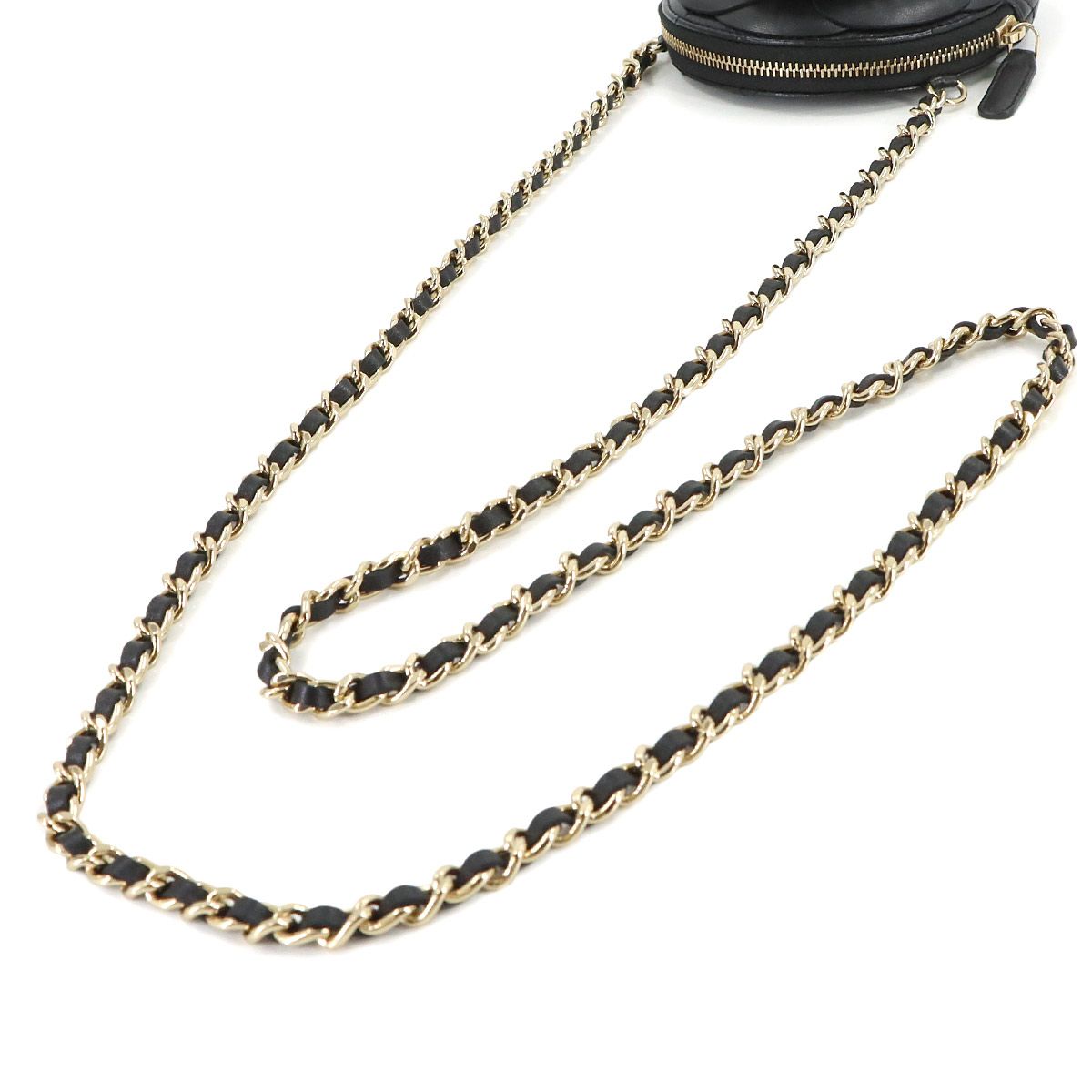 Chanel Quilted Camellia Chain Clutch Coin Purse Lambskin Black — view 5