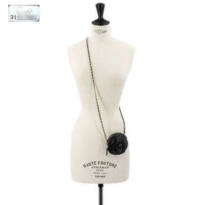 Chanel Quilted Camellia Chain Clutch Coin Purse Lambskin Black — view 9