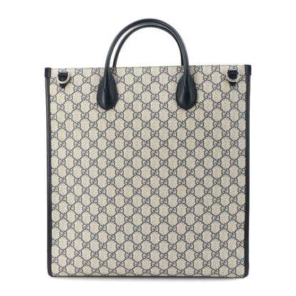 Gucci Interlocking 2-Way Tote Shoulder Bag GG Supreme Leather Navy Beige — view 3