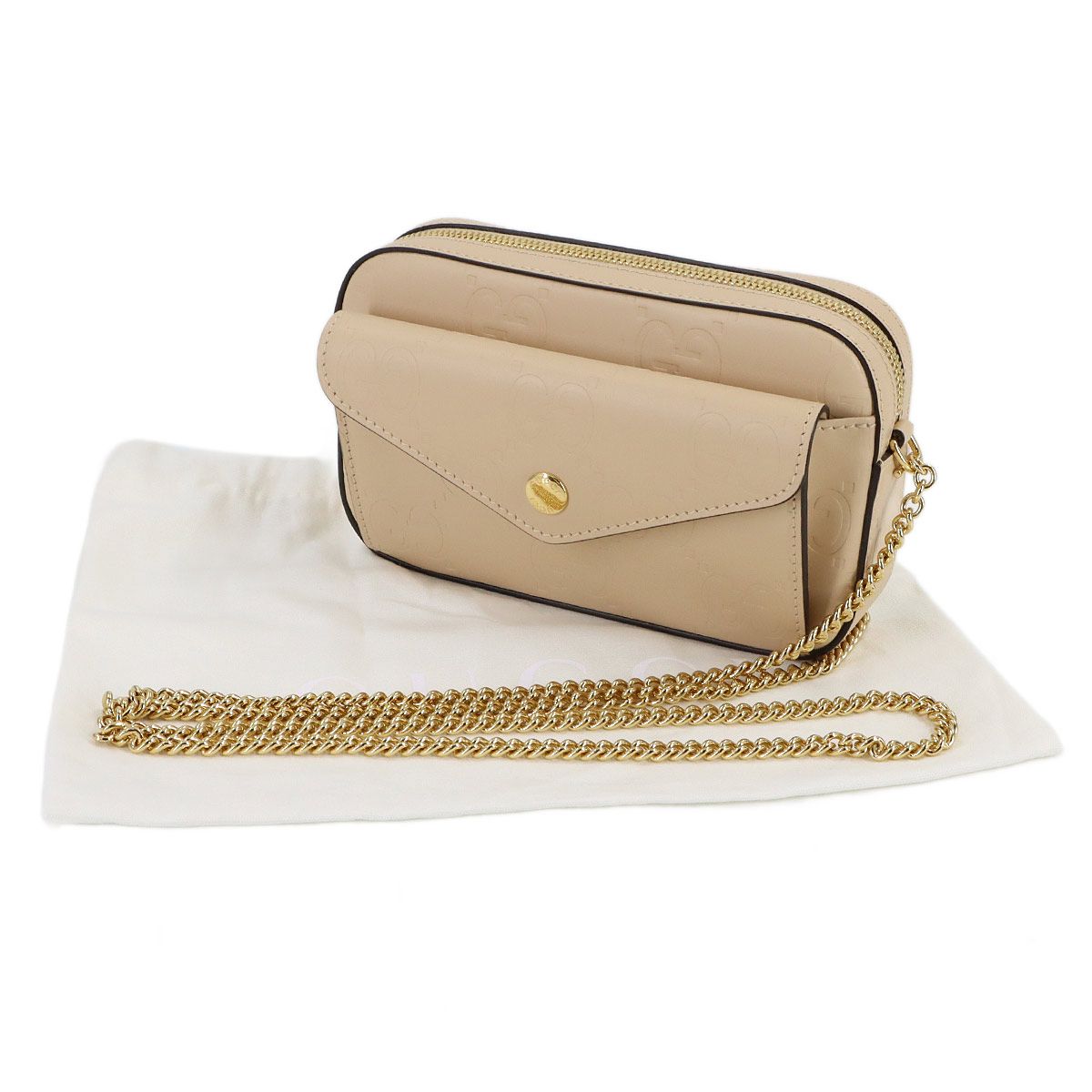 Gucci Jumbo GG Super Mini Chain Shoulder Bag Leather Beige — view 2