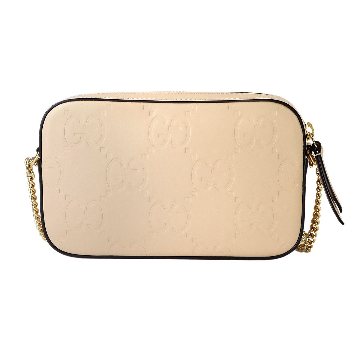 Gucci Jumbo GG Super Mini Chain Shoulder Bag Leather Beige — view 3