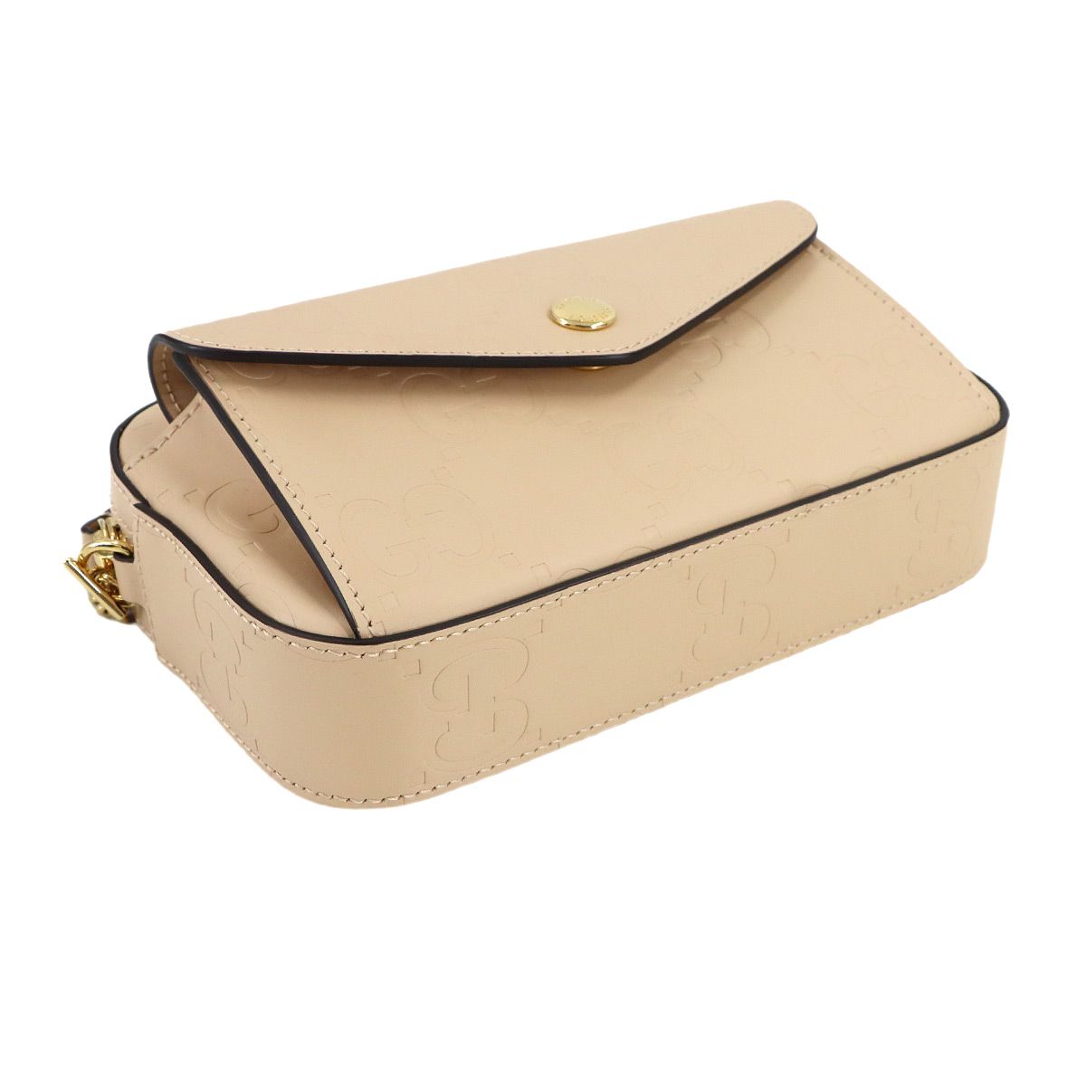 Gucci Jumbo GG Super Mini Chain Shoulder Bag Leather Beige — view 5