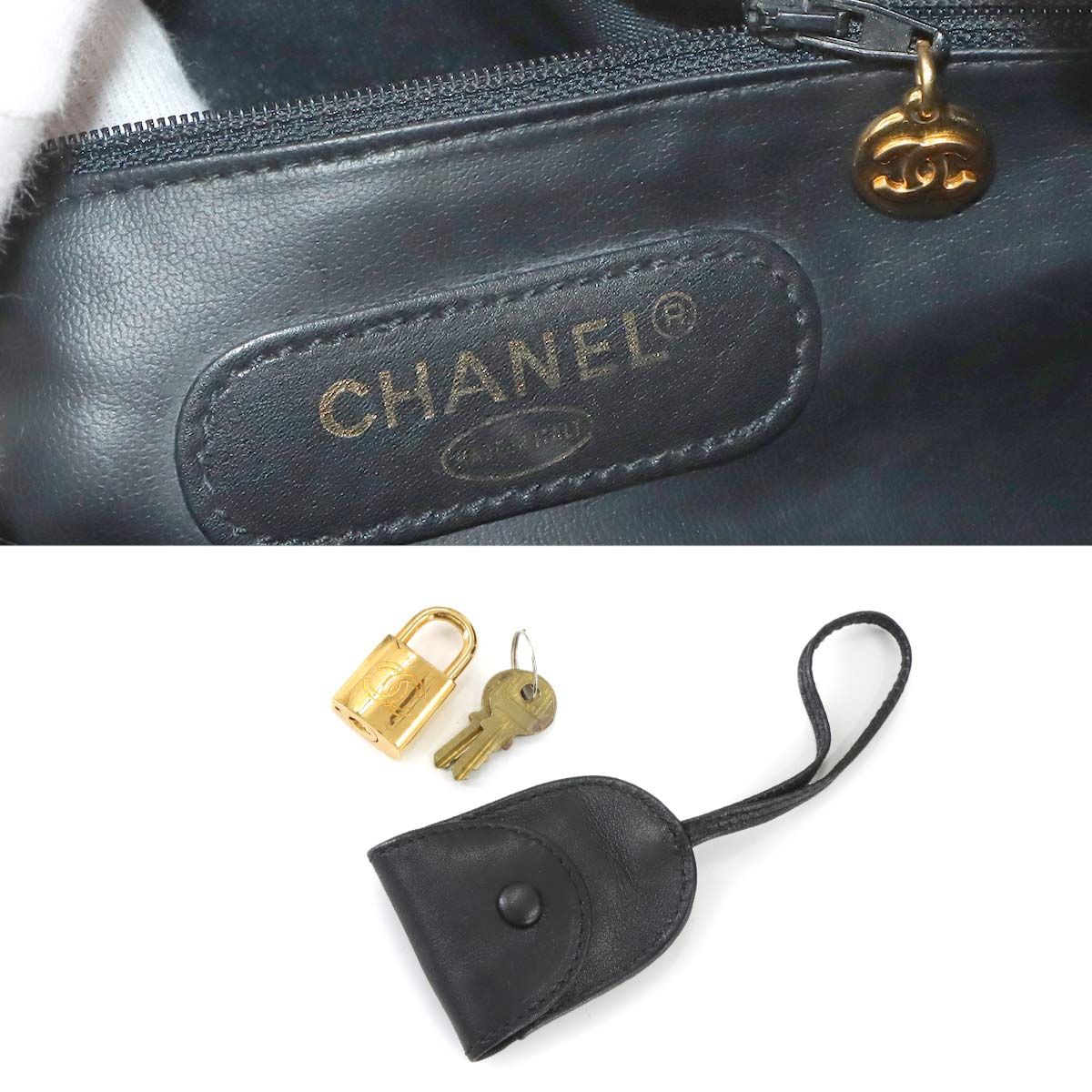 Chanel Pico les 2-Way Mini Boston Shoulder Bag Leather Black Gold Vintage — view 8
