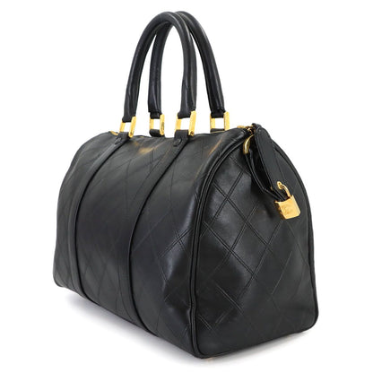 Chanel Pico les 2-Way Mini Boston Shoulder Bag Leather Black Gold Vintage — view 4