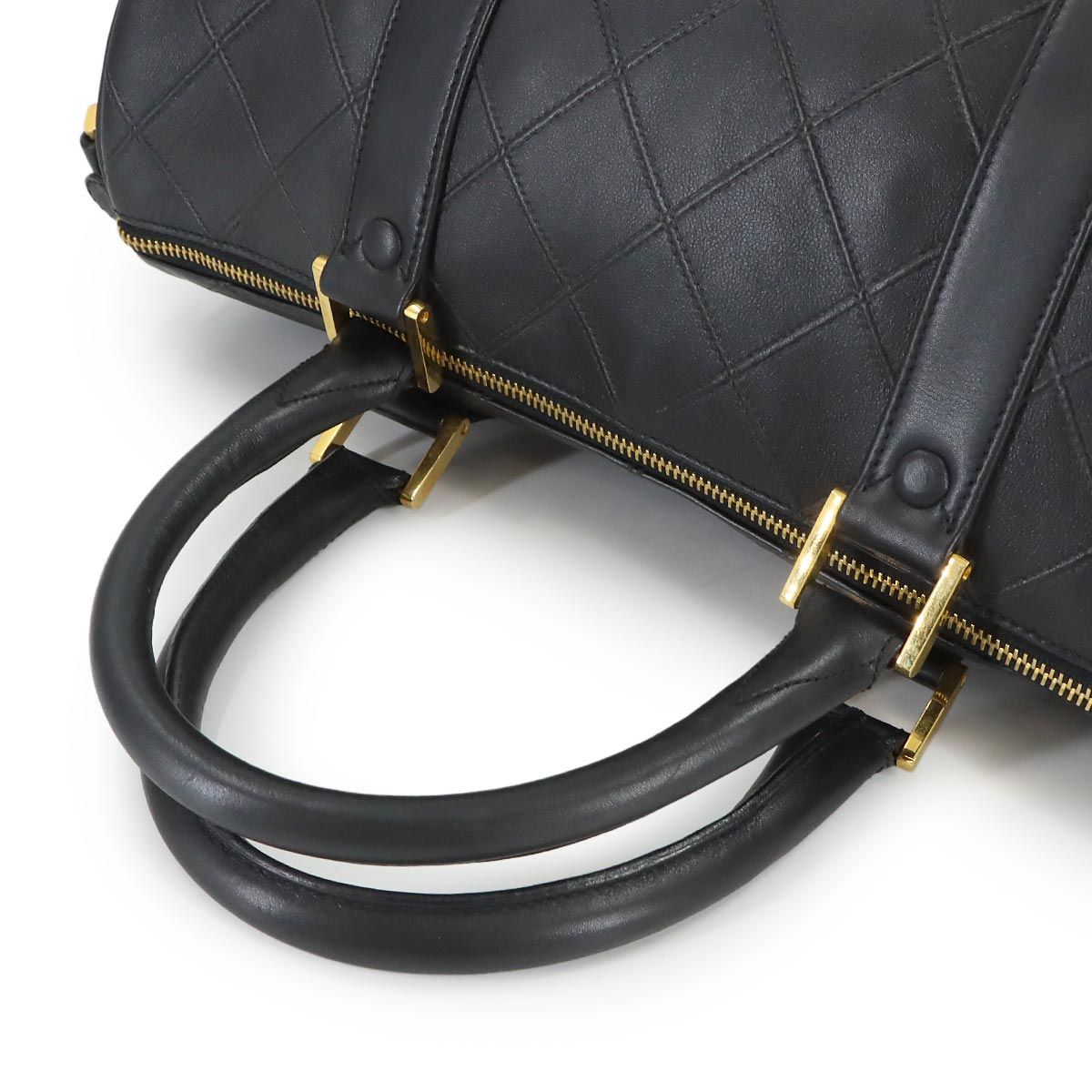Chanel Pico les 2-Way Mini Boston Shoulder Bag Leather Black Gold Vintage — view 6