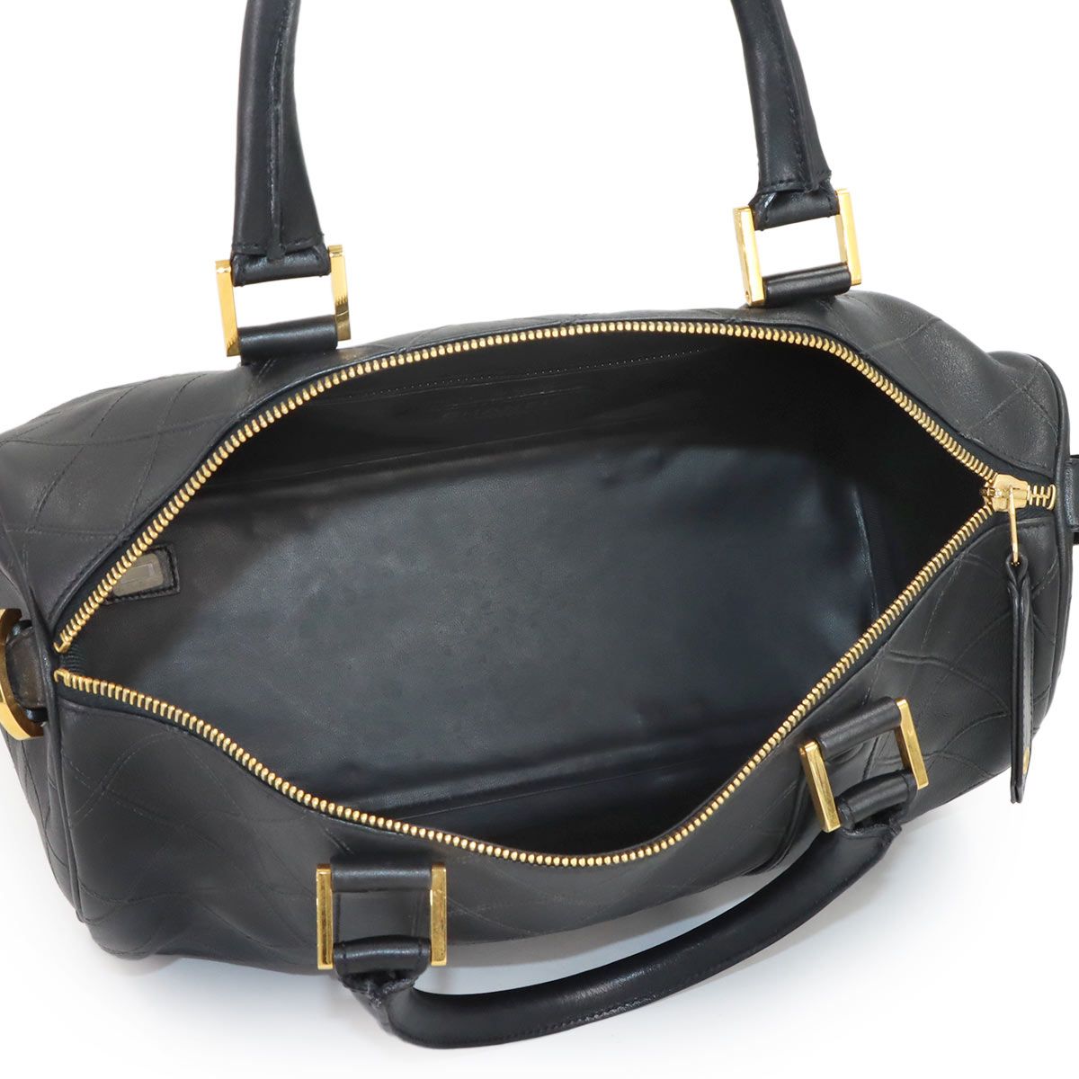 Chanel Pico les 2-Way Mini Boston Shoulder Bag Leather Black Gold Vintage — view 7