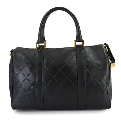 Chanel Pico les 2-Way Mini Boston Shoulder Bag Leather Black Gold Vintage — view 3