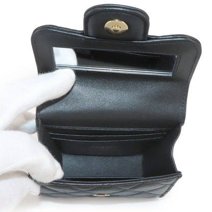 Chanel Mini Quilted Chain Clutch Shoulder Bag Lambskin Black Gold — view 8