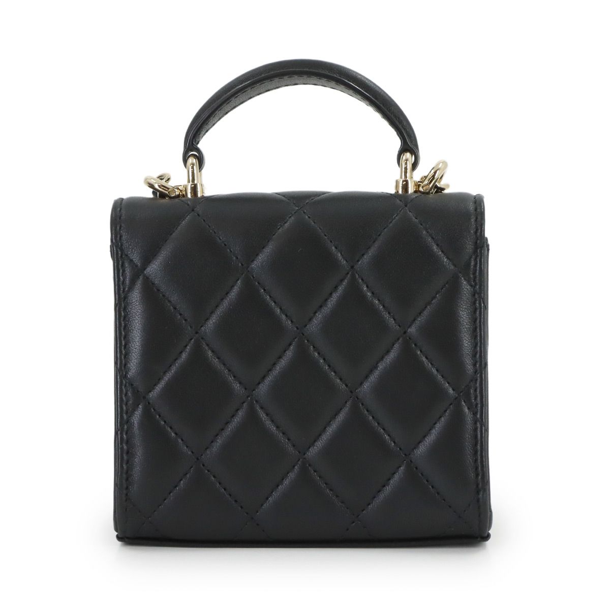 Chanel Mini Quilted Chain Clutch Shoulder Bag Lambskin Black Gold — view 3