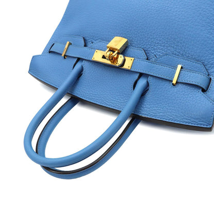 Hermes Birkin 30 Taurillon Clemence Blue Paradise Hand Bag Gold — view 5