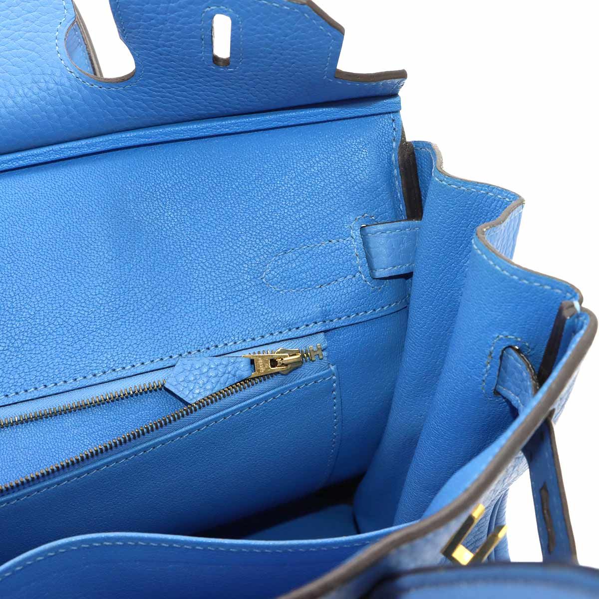 Hermes Birkin 30 Taurillon Clemence Blue Paradise Hand Bag Gold — view 9
