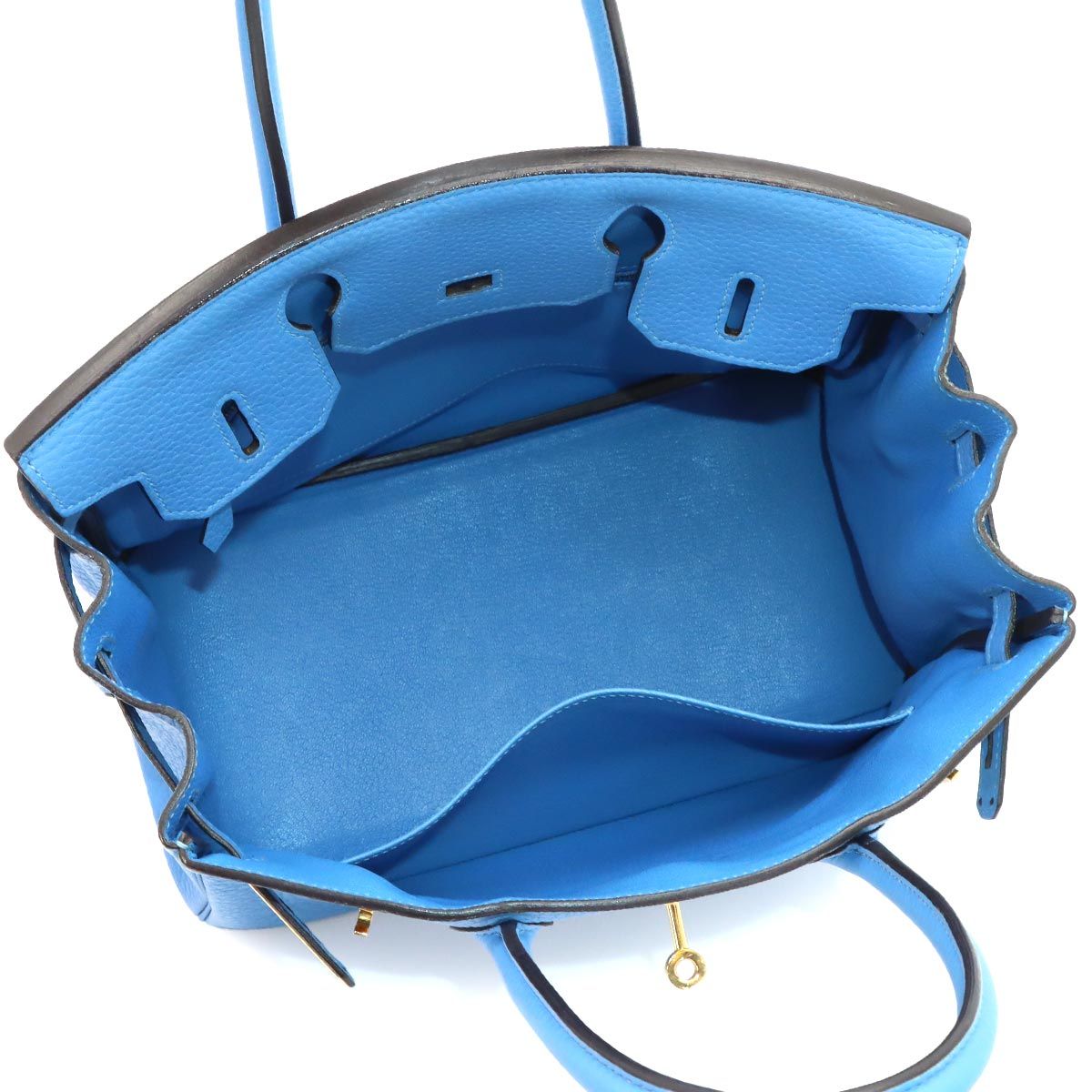 Hermes Birkin 30 Taurillon Clemence Blue Paradise Hand Bag Gold — view 6