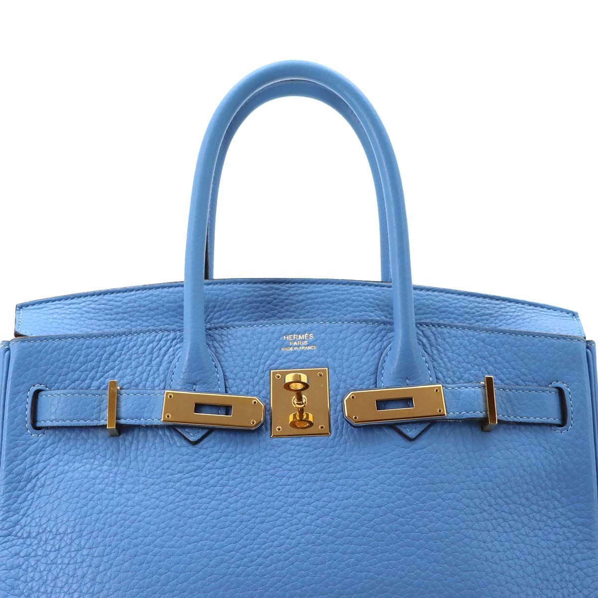 Hermes Birkin 30 Taurillon Clemence Blue Paradise Hand Bag Gold — view 7