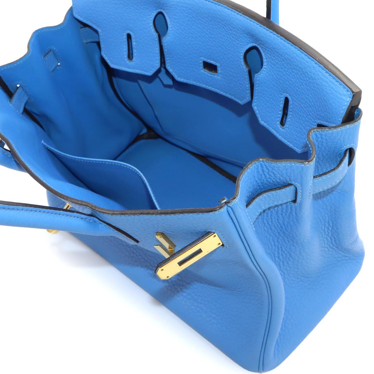 Hermes Birkin 30 Taurillon Clemence Blue Paradise Hand Bag Gold — view 8