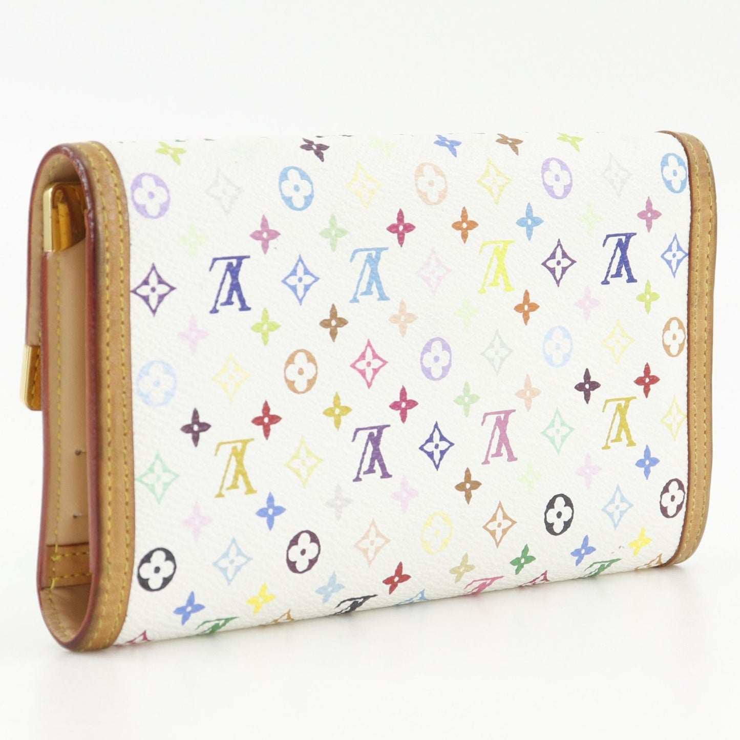Louis Vuitton Porte Tresor International Trifold Monogram Multicolor Blanc — view 3