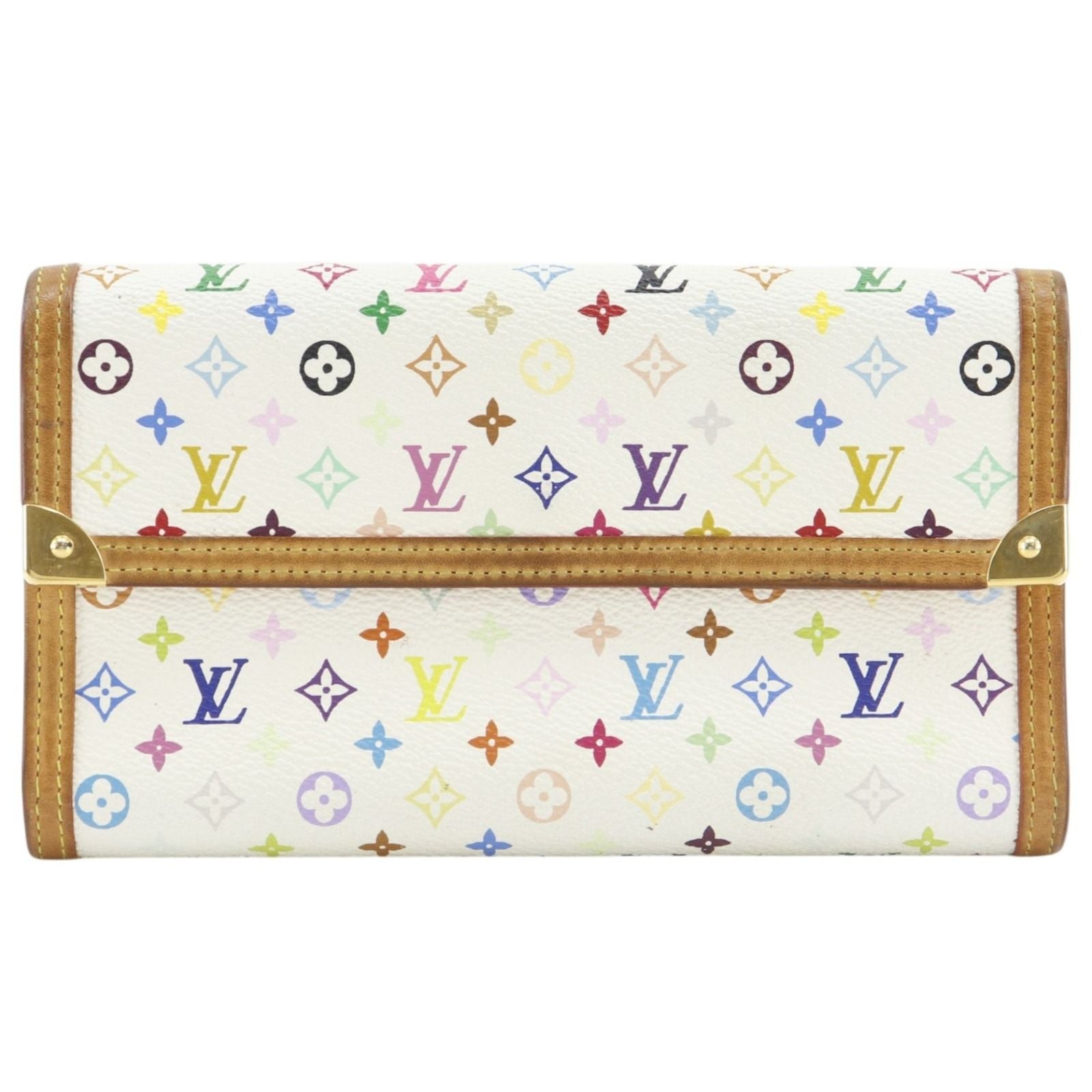 Louis Vuitton Porte Tresor International Trifold Monogram Multicolor Blanc