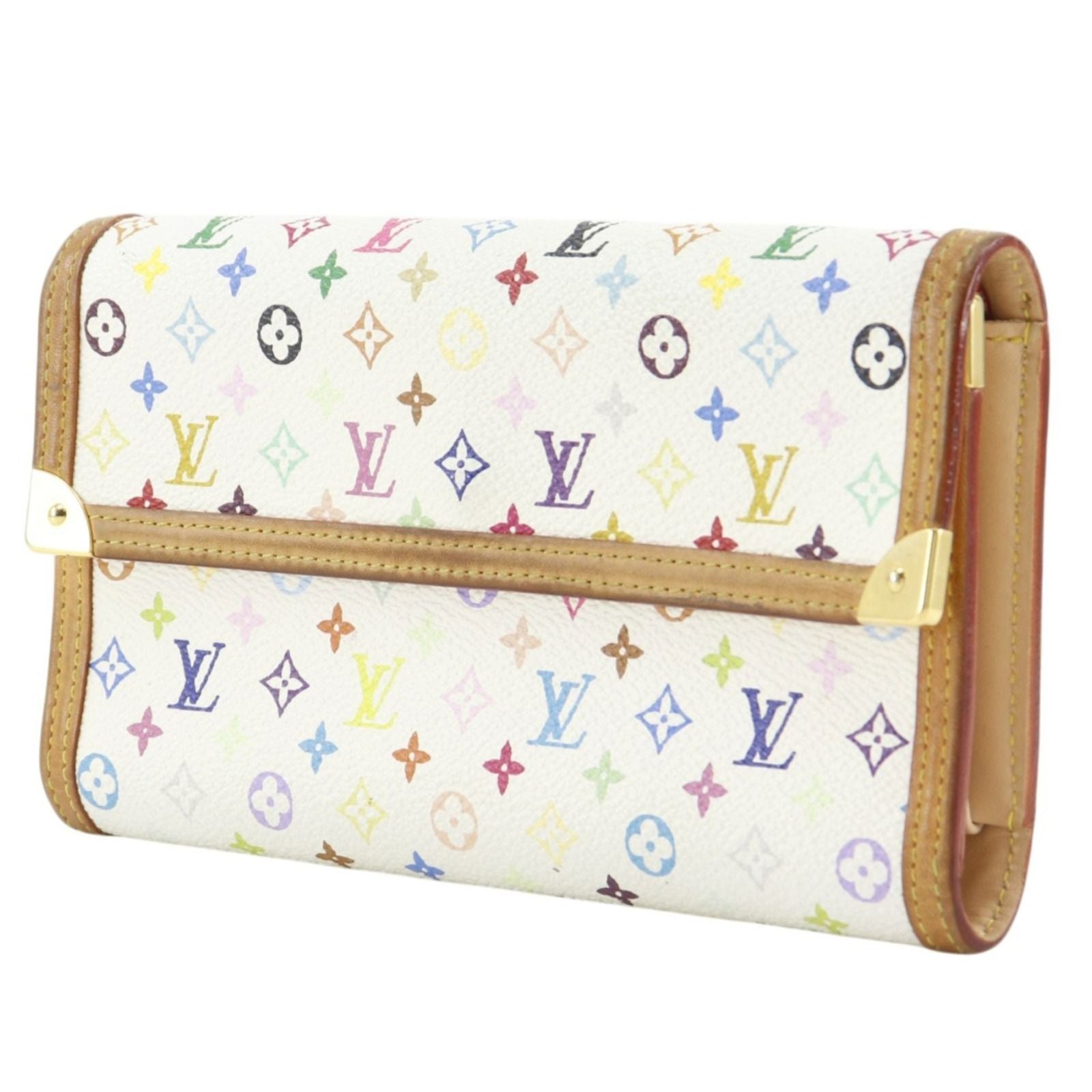 Louis Vuitton Porte Tresor International Trifold Monogram Multicolor Blanc — view 2