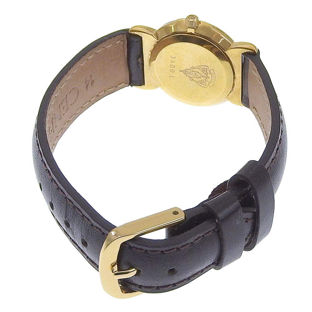 Gucci Gold Plated Leather Quartz Analog Display White Dial Watch — view 5
