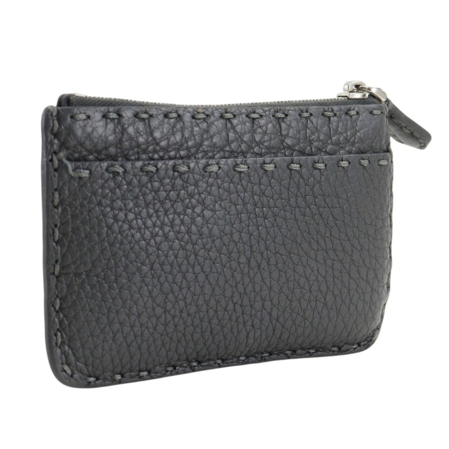 Fendi Selleria Leather Gray Coin Case — view 3
