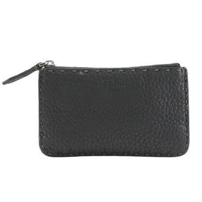 Fendi Selleria Leather Gray Coin Case