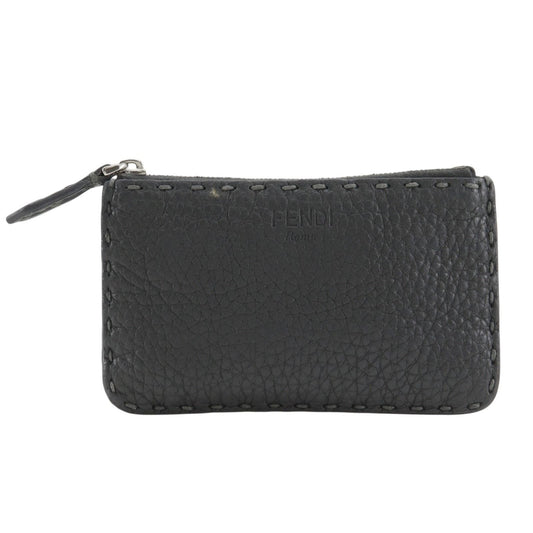 Fendi Selleria Leather Gray Coin Case