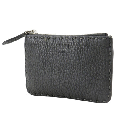 Fendi Selleria Leather Gray Coin Case — view 2