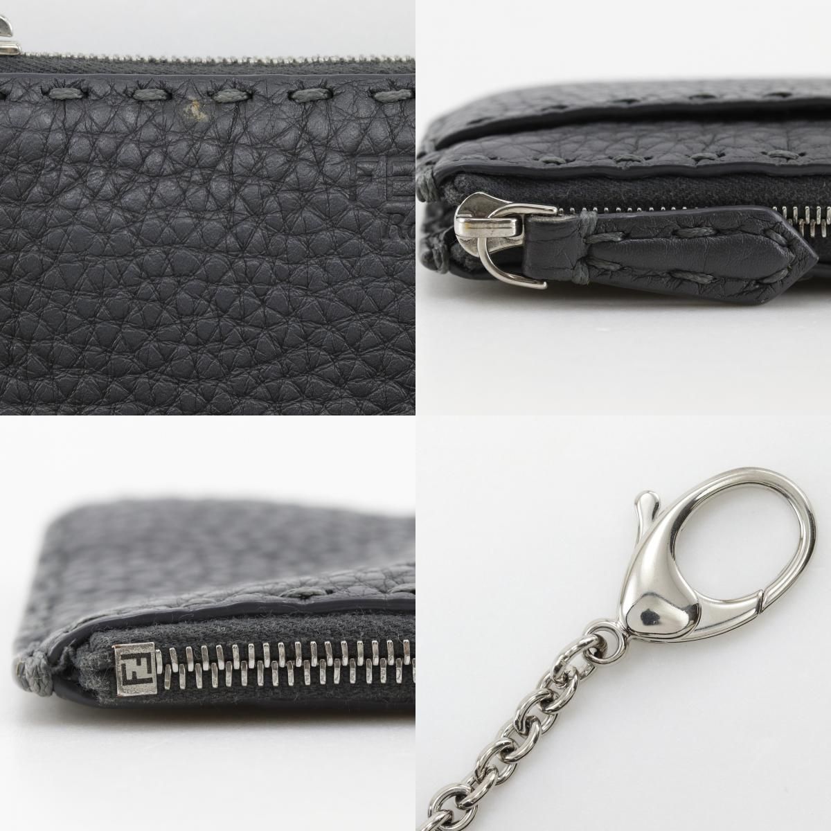 Fendi Selleria Leather Gray Coin Case — view 9