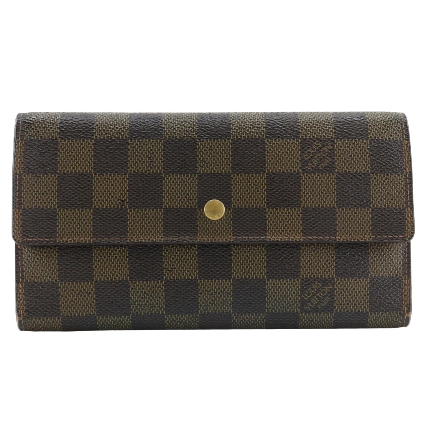 Louis Vuitton Porte Tresor International Trifold Damier Canvas Brown Wallet