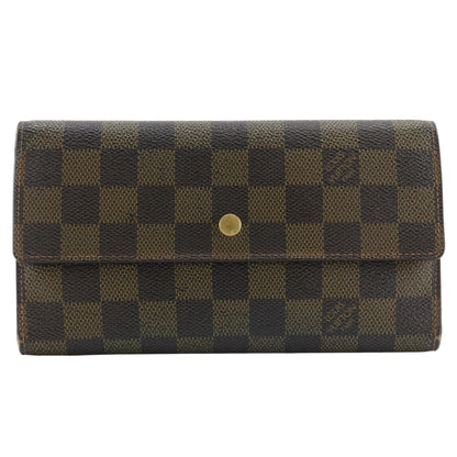 Louis Vuitton Porte Tresor International Trifold Damier Canvas Brown Wallet