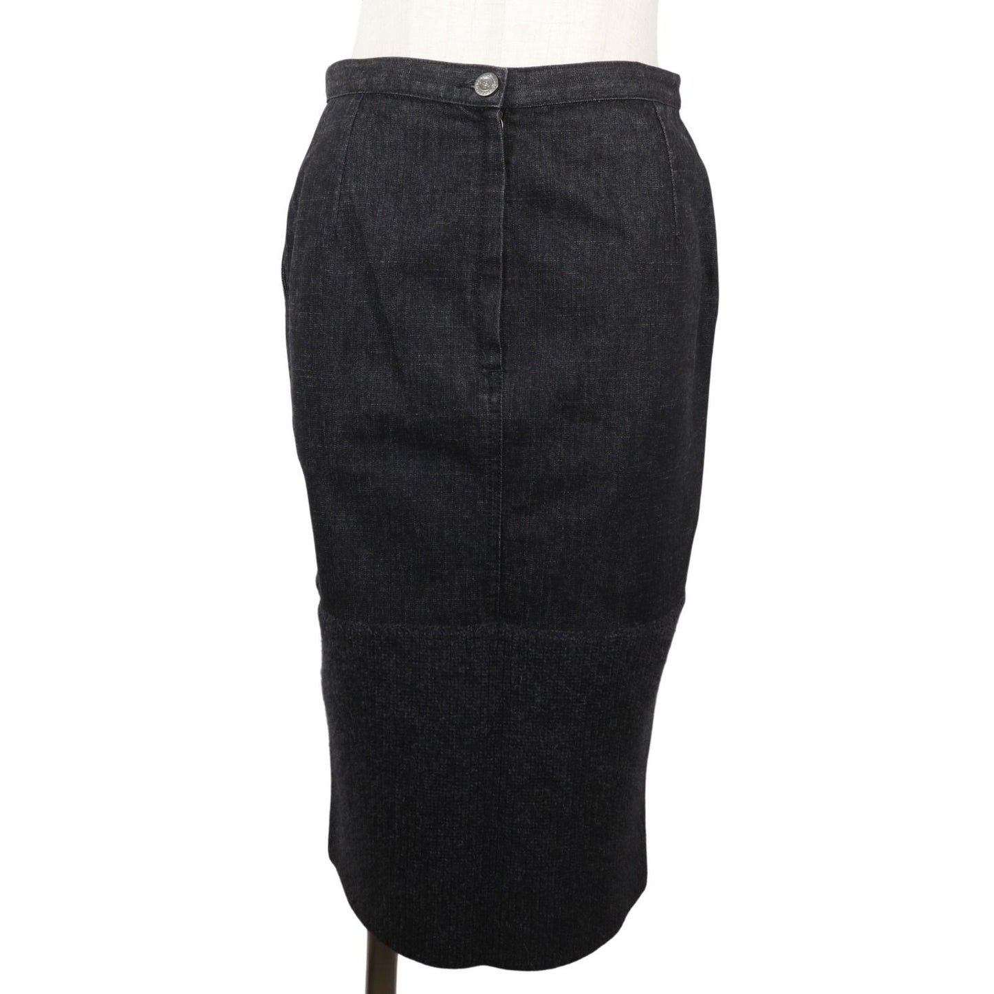 Chanel Knit Replacement Denim Wool Black Skirt
