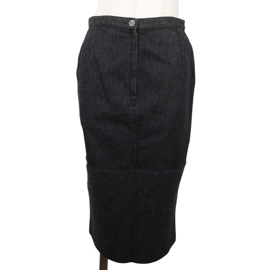 Chanel Knit Replacement Denim Wool Black Skirt