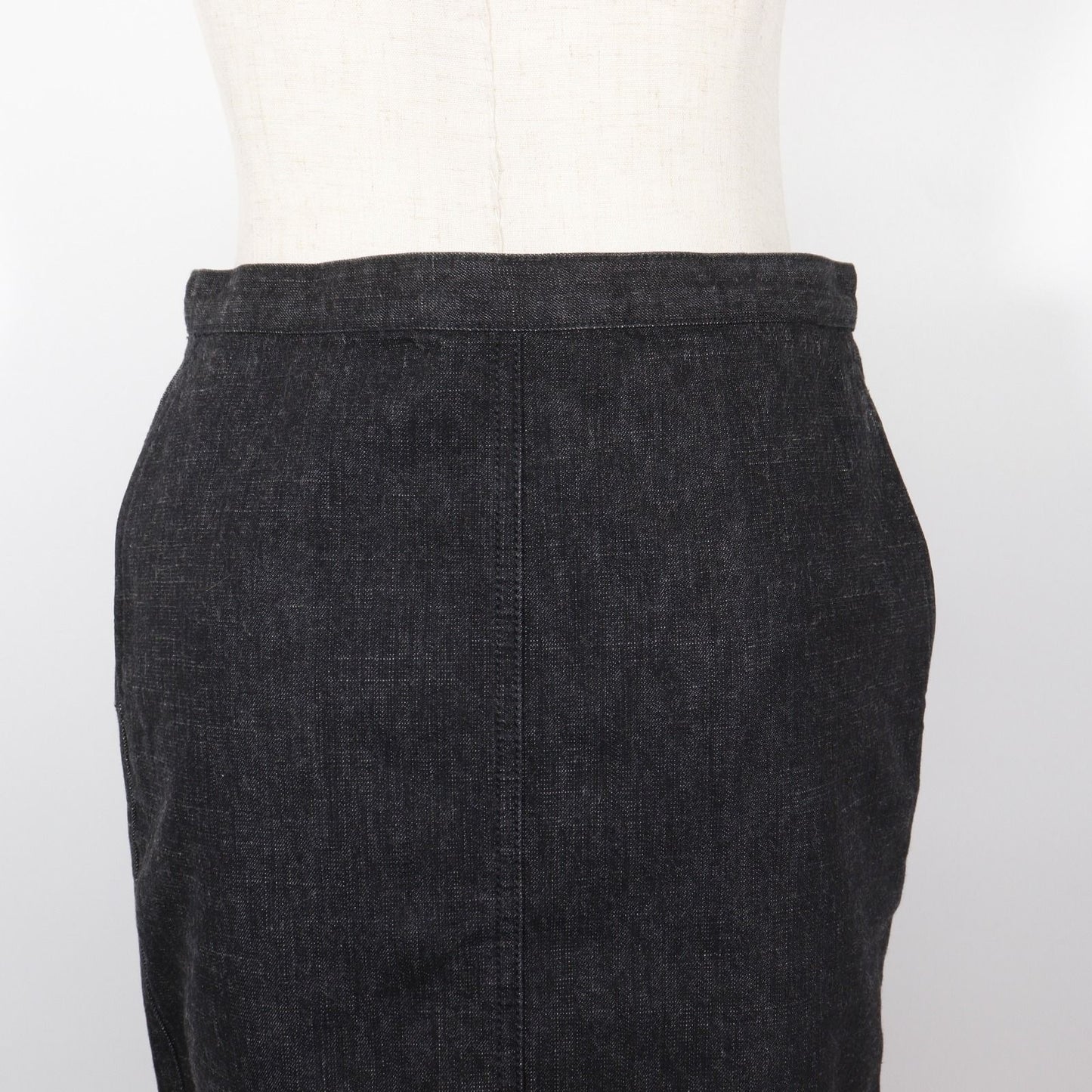 Chanel Knit Replacement Denim Wool Black Skirt — view 4
