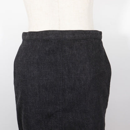 Chanel Knit Replacement Denim Wool Black Skirt — view 4