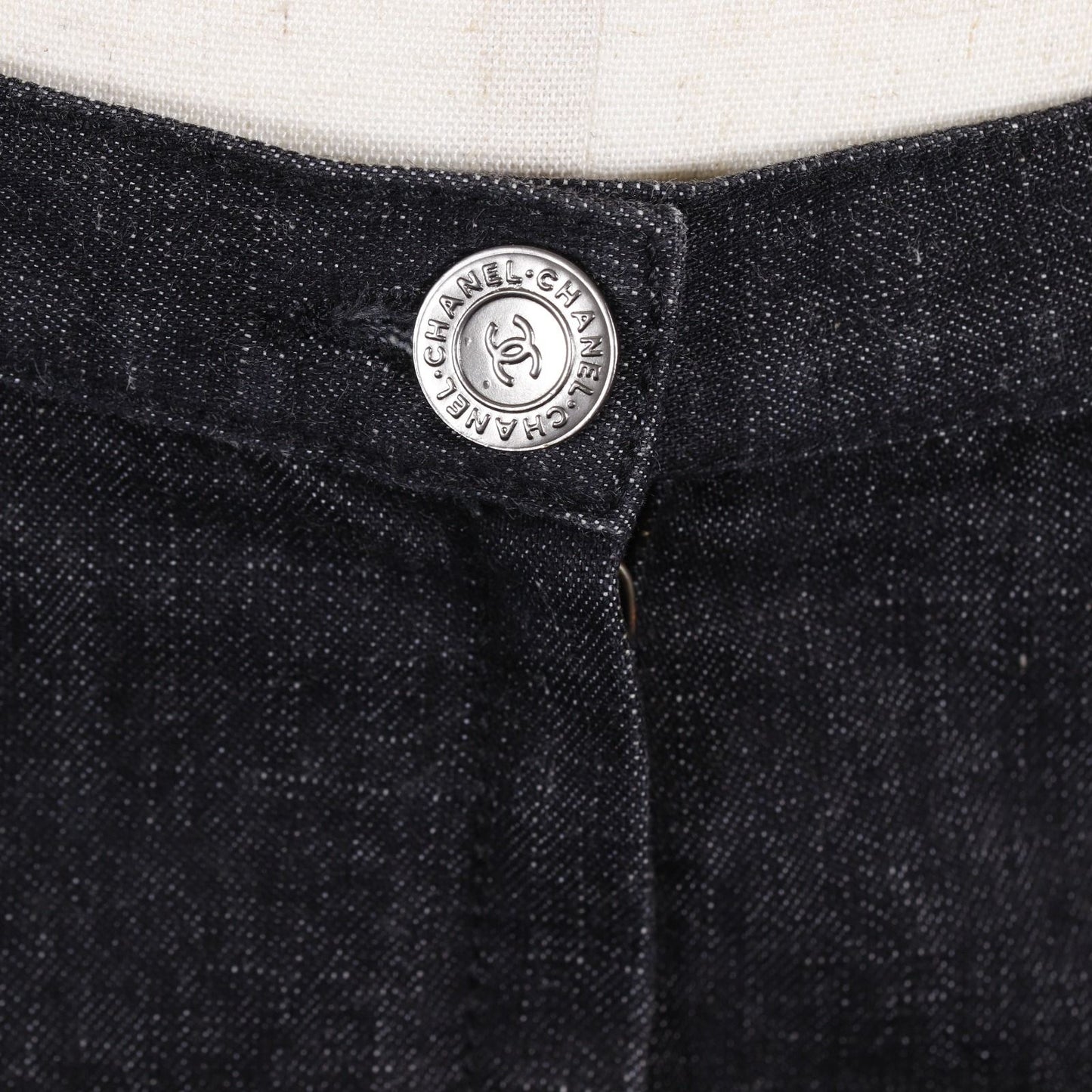 Chanel Knit Replacement Denim Wool Black Skirt — view 6