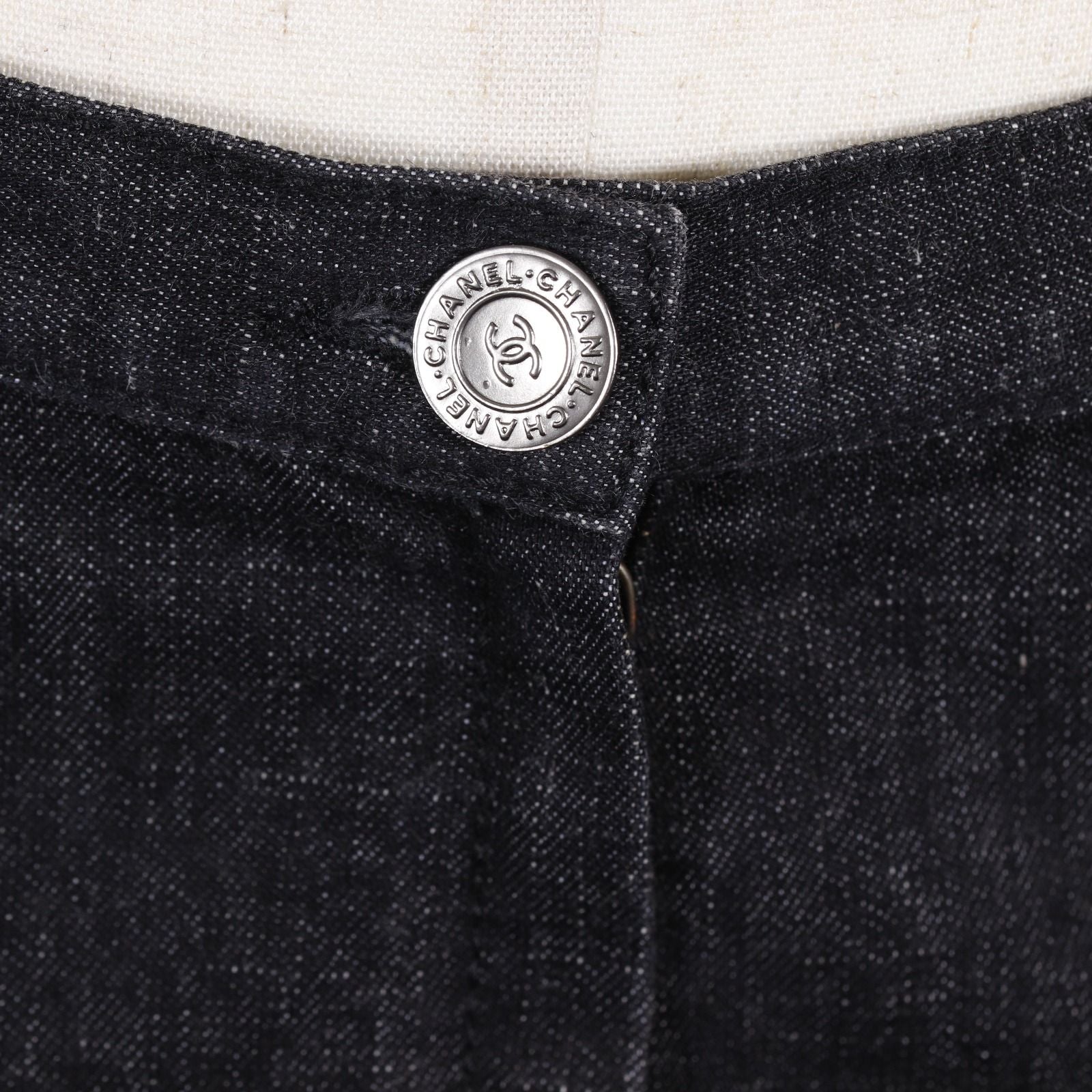 Chanel Knit Replacement Denim Wool Black Skirt — view 6