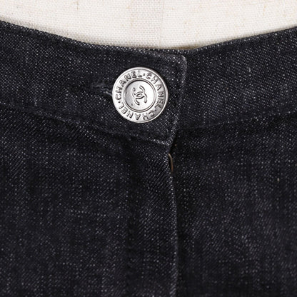 Chanel Knit Replacement Denim Wool Black Skirt — view 6