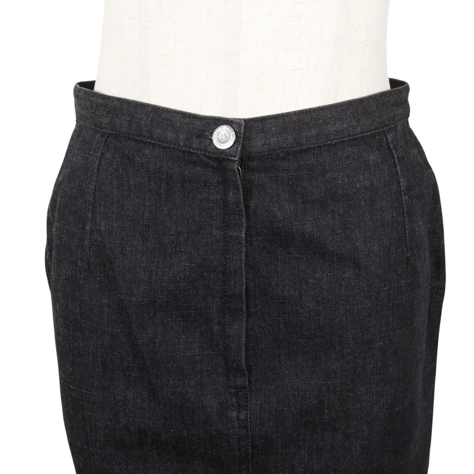 Chanel Knit Replacement Denim Wool Black Skirt — view 2