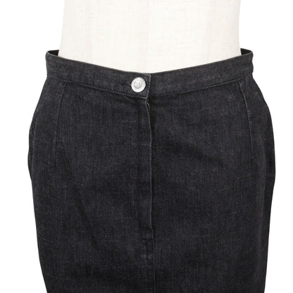 Chanel Knit Replacement Denim Wool Black Skirt — view 2