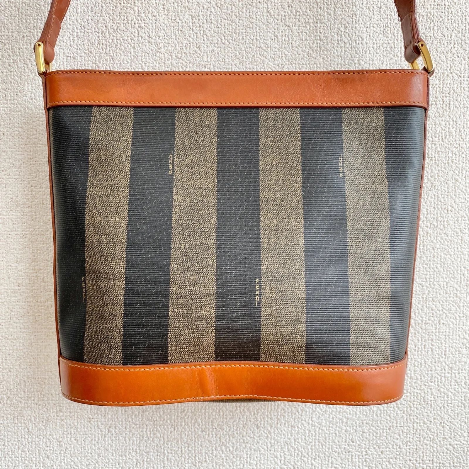 Fendi Shoulder Bag Pecan Pattern Stripe Crossbody Travel — view 2
