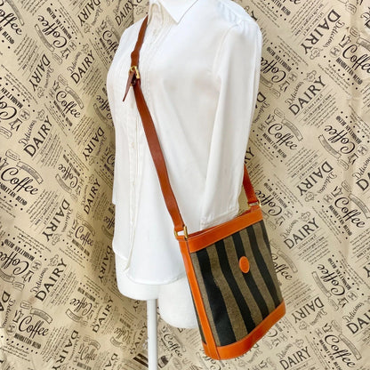 Fendi Shoulder Bag Pecan Pattern Stripe Crossbody Travel — view 3