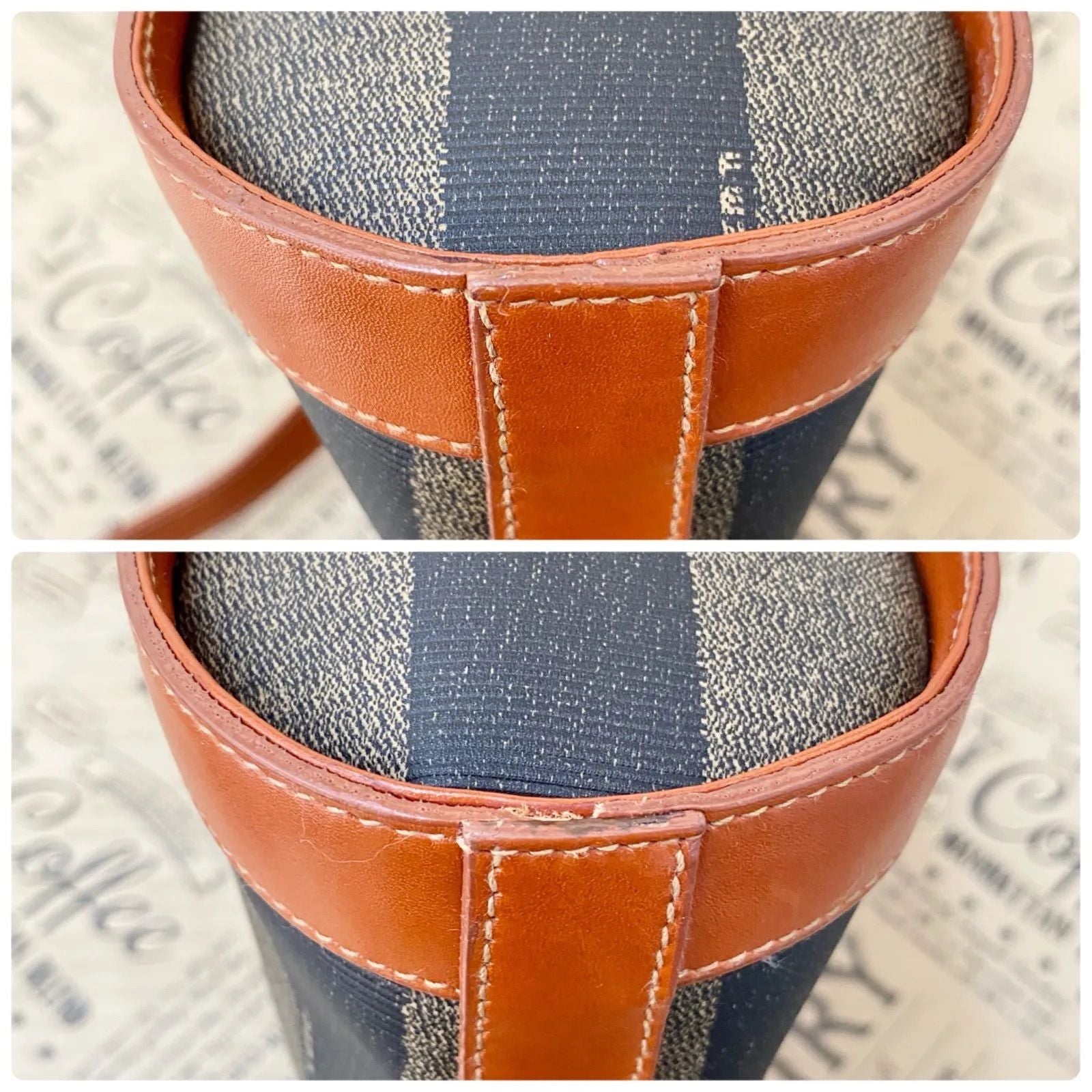 Fendi Shoulder Bag Pecan Pattern Stripe Crossbody Travel — view 6