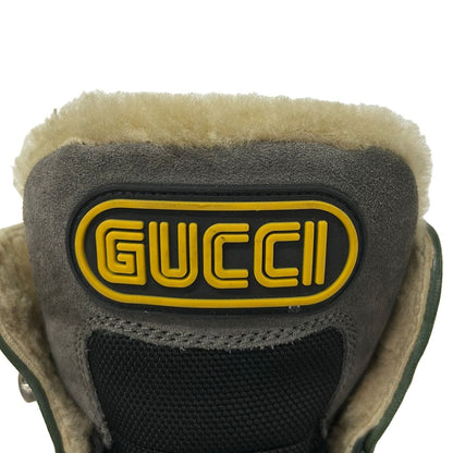 Gucci Short Boots 6 Black Green Gray Boa Leather — view 7