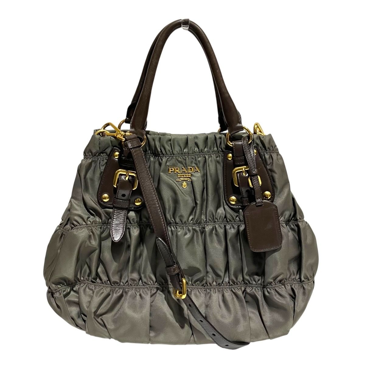 Prada Gathered Bag Tessuto Golf Handbag Nylon Leather