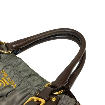 Prada Gathered Bag Tessuto Golf Handbag Nylon Leather — view 6