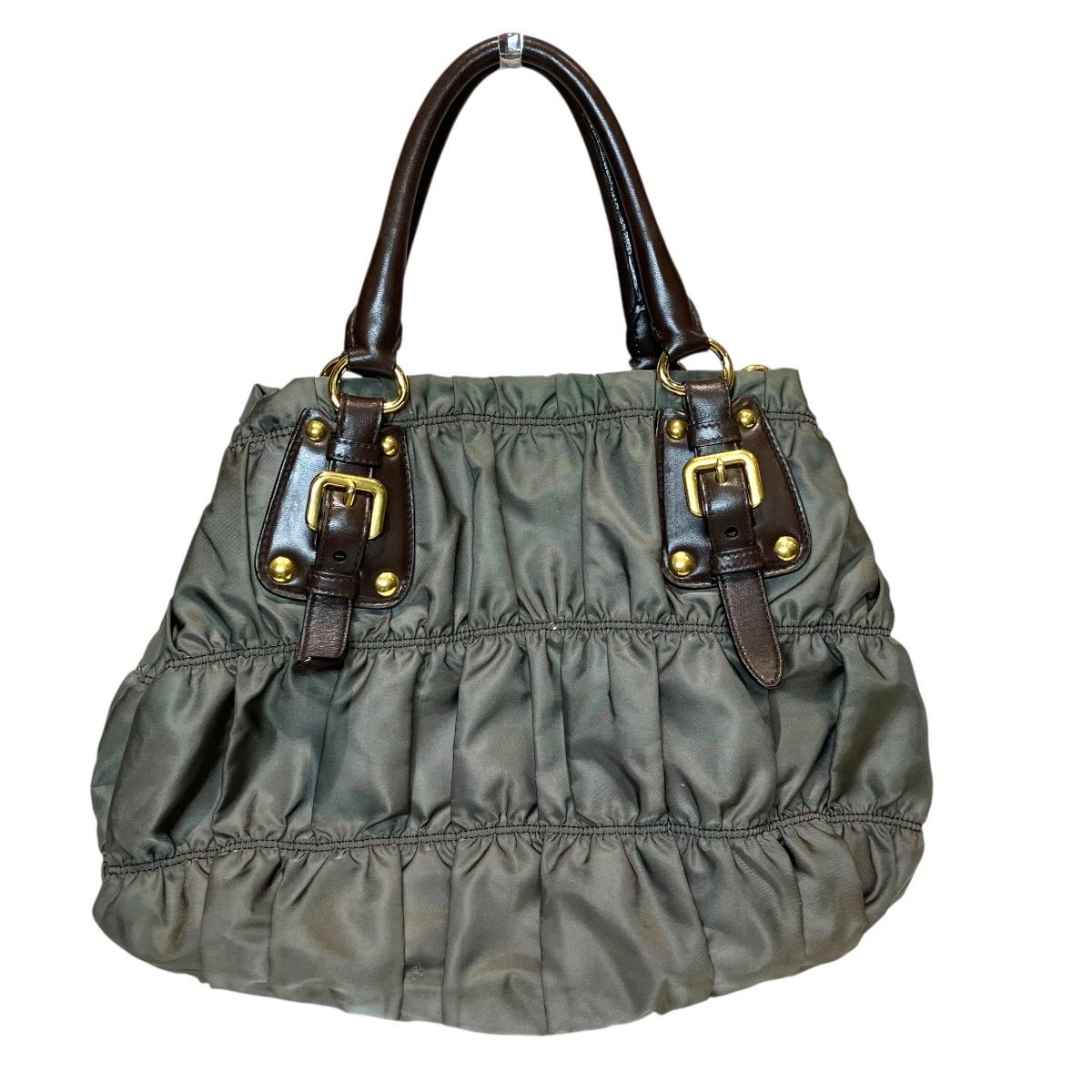 Prada Gathered Bag Tessuto Golf Handbag Nylon Leather — view 2