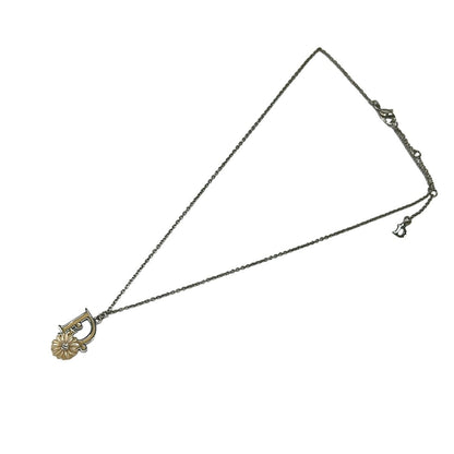 Dior Necklace Silver Ivory Clear Logo Flower — view 2
