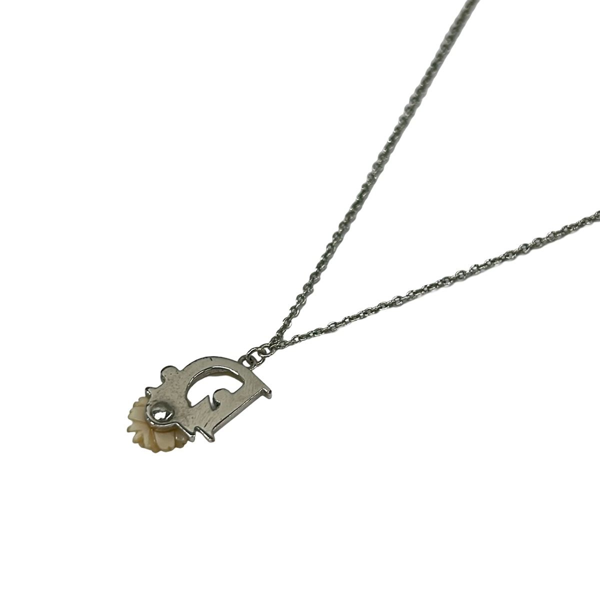 Dior Necklace Silver Ivory Clear Logo Flower — view 3