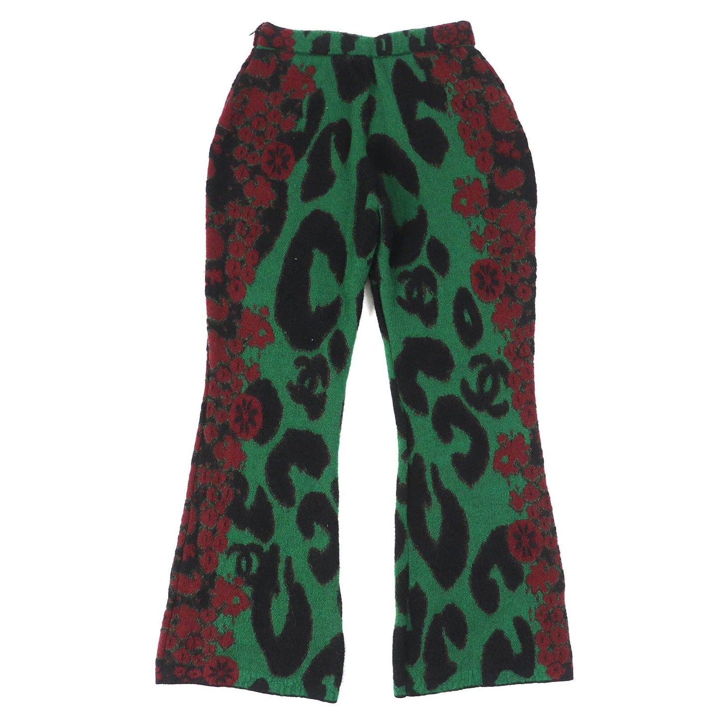 Chanel Cashmere Mohair CC Logo Button All Over Pattern Cardigan Pants Set Green — view 7