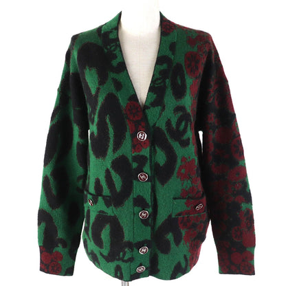 Chanel Cashmere Mohair CC Logo Button All Over Pattern Cardigan Pants Set Green — view 2