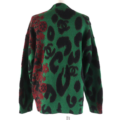 Chanel Cashmere Mohair CC Logo Button All Over Pattern Cardigan Pants Set Green — view 4
